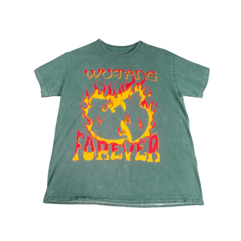 Wu-Tang Forever Protect Ya Neck Staten Island Graphic T-Shirt Green Men's L VTG